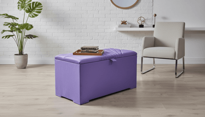 ISTOOLS Deep Storage Ottoman Bench Seat – Upholstered Bedroom Storage Box in Elegant Purple - ISTOOLS