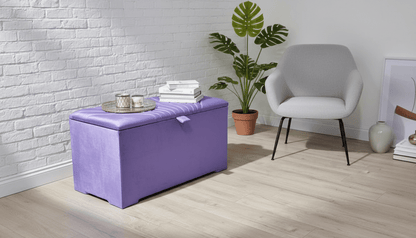 ISTOOLS Deep Storage Ottoman Bench Seat – Upholstered Bedroom Storage Box in Elegant Purple - ISTOOLS