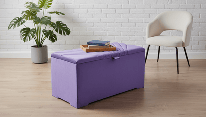 ISTOOLS Deep Storage Ottoman Bench Seat – Upholstered Bedroom Storage Box in Elegant Purple - ISTOOLS