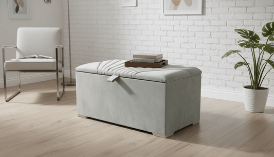 ISTOOLS Deep Storage Ottoman Bench Seat – Upholstered Bedroom Storage Box (Sage Green) - ISTOOLS