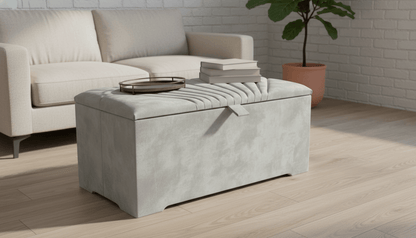 ISTOOLS Deep Storage Ottoman Bench Seat – Upholstered Bedroom Storage Box (Sage Green) - ISTOOLS