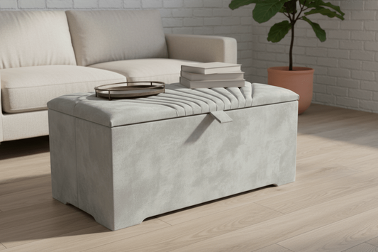 ISTOOLS Deep Storage Ottoman Bench Seat – Upholstered Bedroom Storage Box (Sage Green) - ISTOOLS
