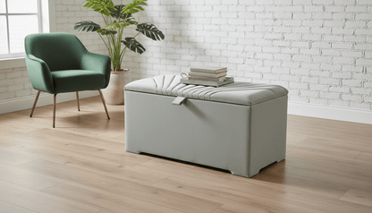 ISTOOLS Deep Storage Ottoman Bench Seat – Upholstered Bedroom Storage Box (Sage Green) - ISTOOLS