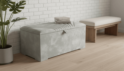 ISTOOLS Deep Storage Ottoman Bench Seat – Upholstered Bedroom Storage Box (Sage Green) - ISTOOLS