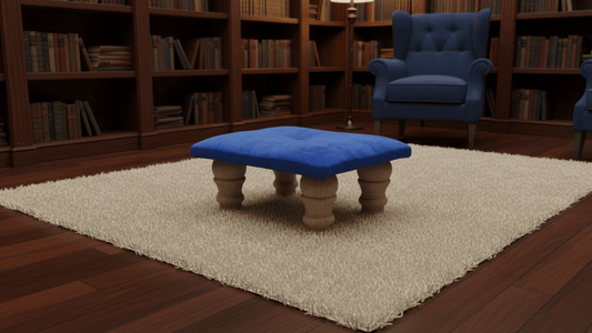 ISTOOLS Small Blue Footrest Pouffe UK – Handmade Velvet Ottoman - ISTOOLS