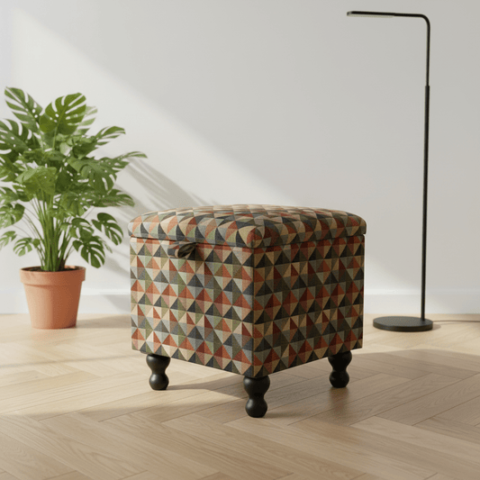 JF Geo Big Fabric Small Storage Ottoman – Multi - Purpose Coffee Table & Footstool - ISTOOLS