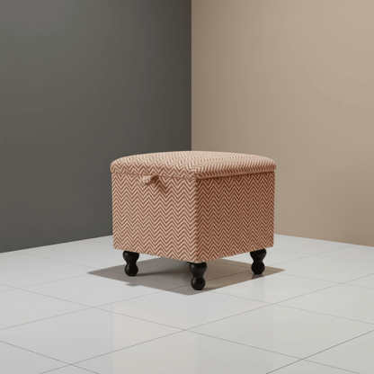 Kingham Herringbone Fabric Terracotta Small Storage Ottoman – Multi - Purpose Coffee Table &amp; Footstool - ISTOOLS