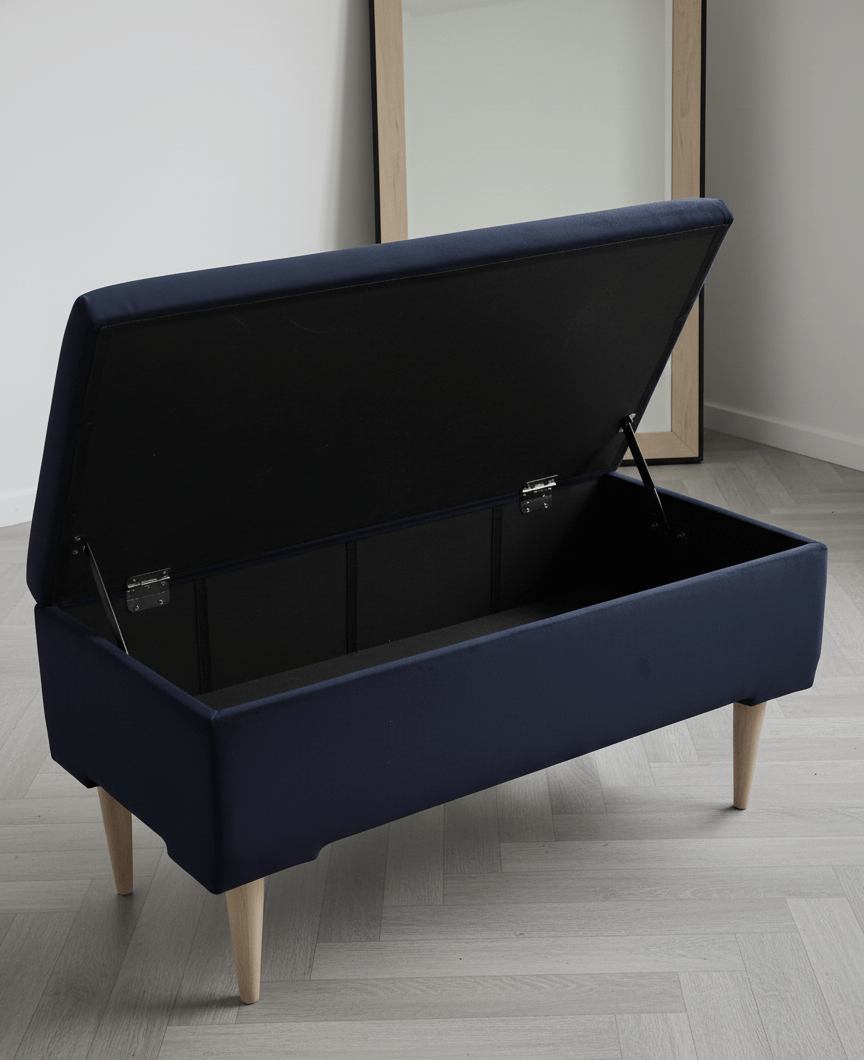 Labrador embroidered black velvet soft luxurious storage coffee table - ISTOOLS