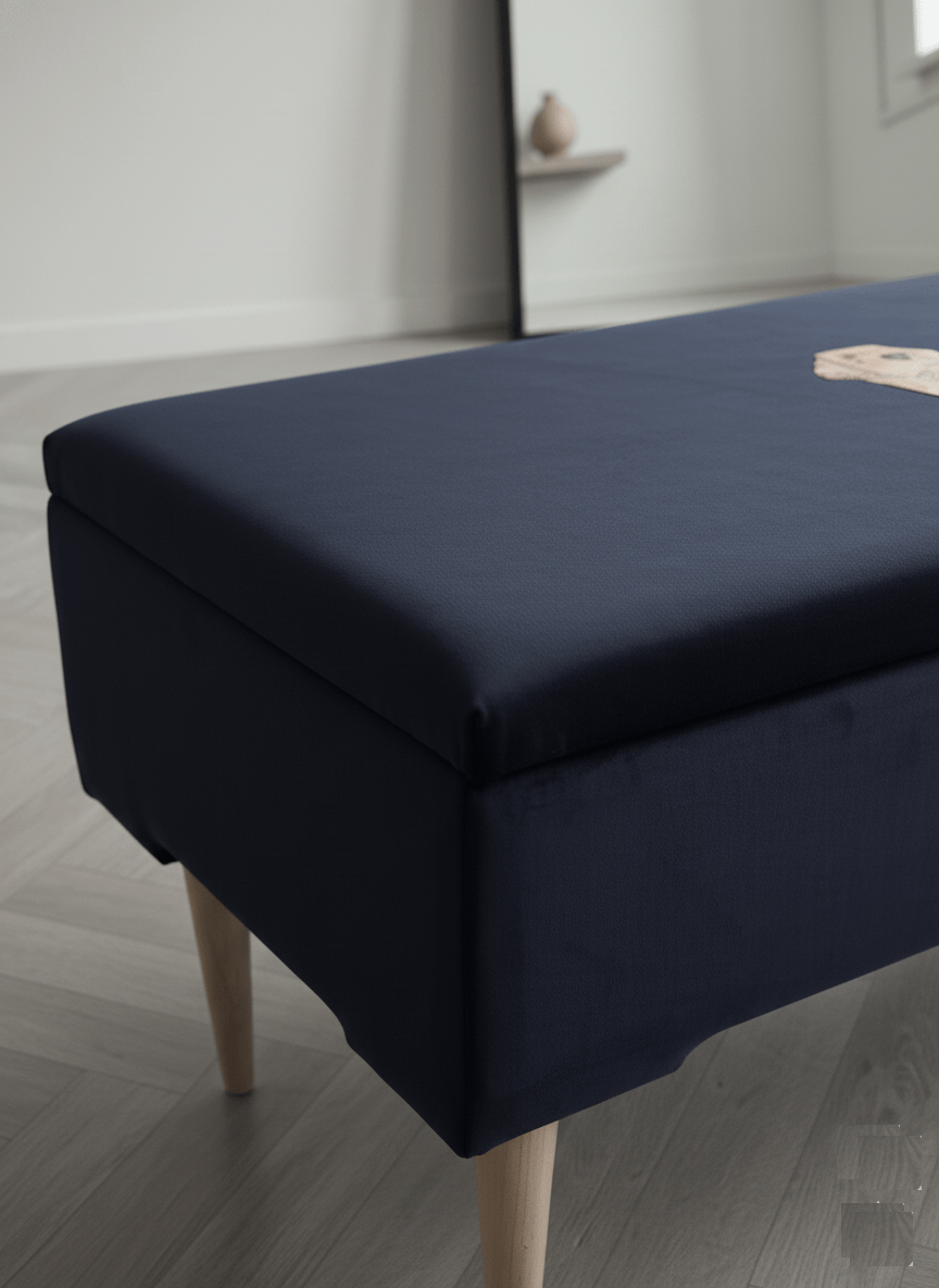 Labrador embroidered black velvet soft luxurious storage coffee table - ISTOOLS