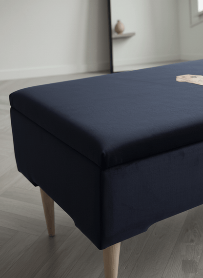 Labrador embroidered black velvet soft luxurious storage coffee table - ISTOOLS