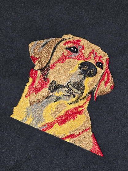 Labrador embroidered black velvet soft luxurious storage coffee table - ISTOOLS