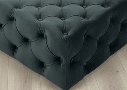 Large Black Square Coffee Table | Black Velvet Chesterfield Pouffe & Coffee Table - ISTOOLS