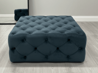 Large Black Square Coffee Table | Black Velvet Chesterfield Pouffe & Coffee Table - ISTOOLS