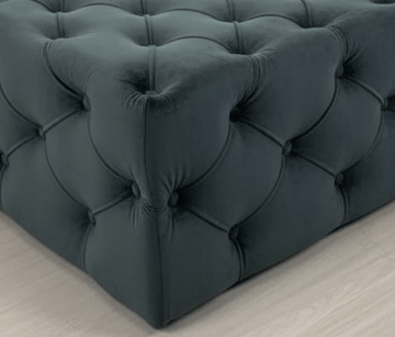 Large Black Square Coffee Table | Black Velvet Chesterfield Pouffe & Coffee Table - ISTOOLS