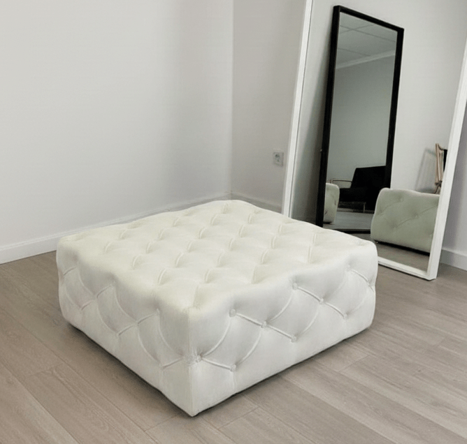 Large Creamy White Square Ottoman Coffee Table | Coffee Table - ISTOOLS