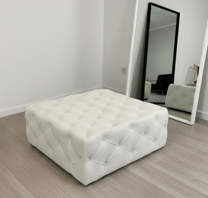 Large Creamy White Square Ottoman Coffee Table | Coffee Table - ISTOOLS