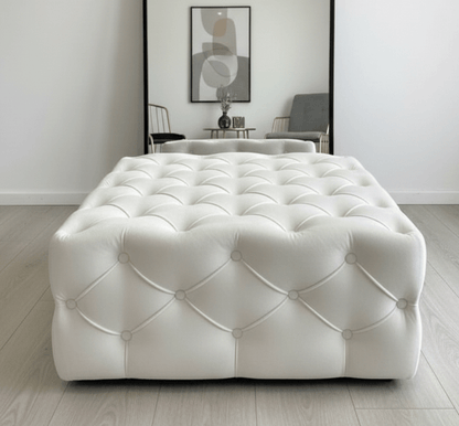 Large Creamy White Square Ottoman Coffee Table | Coffee Table - ISTOOLS