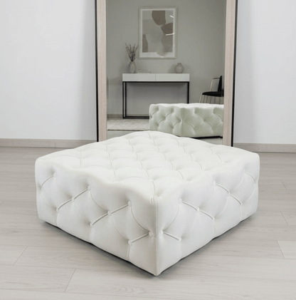 Large Creamy White Square Ottoman Coffee Table | Coffee Table - ISTOOLS