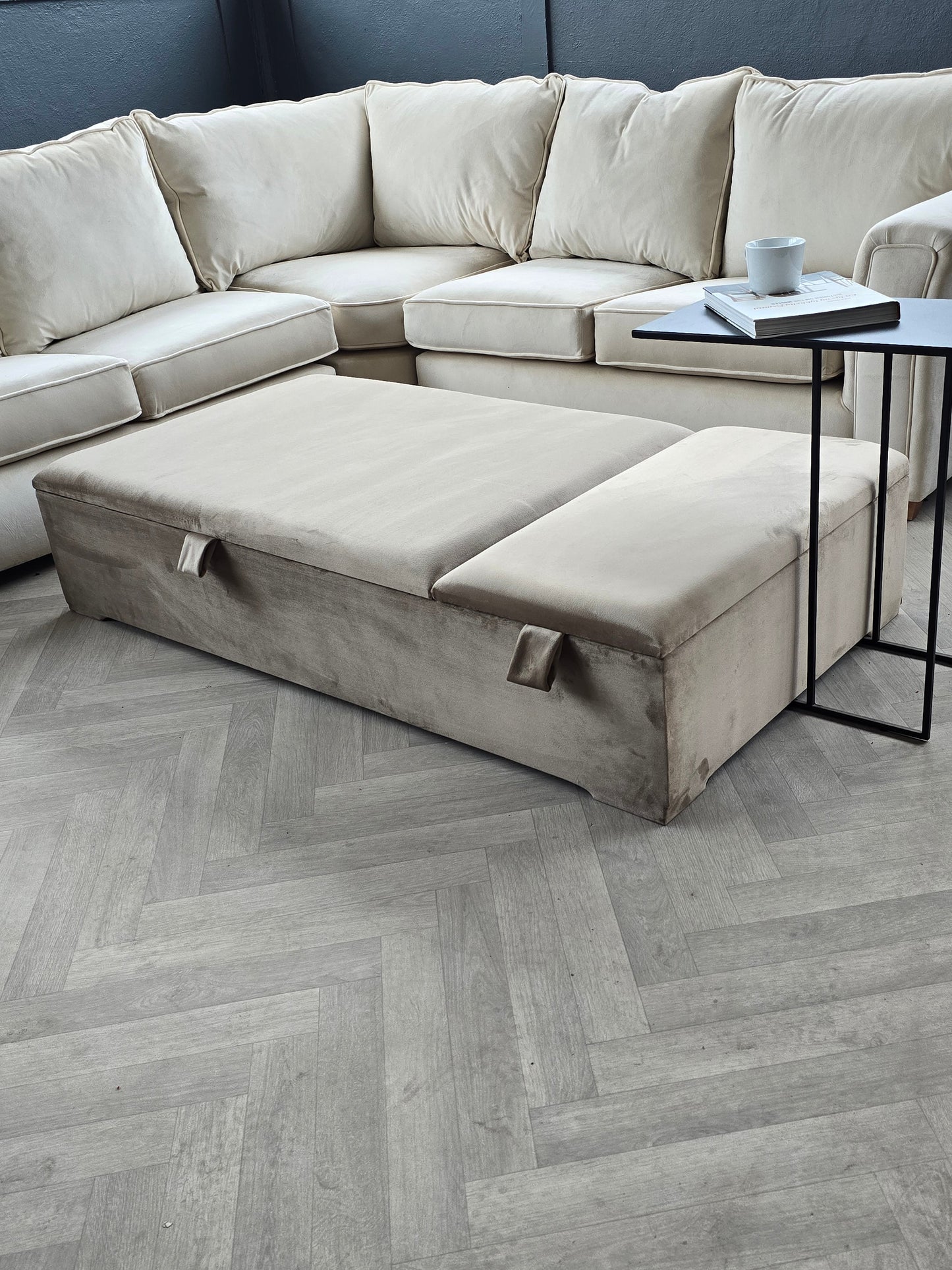 Large double lid storage coffee table double opening seat - ISTOOLS