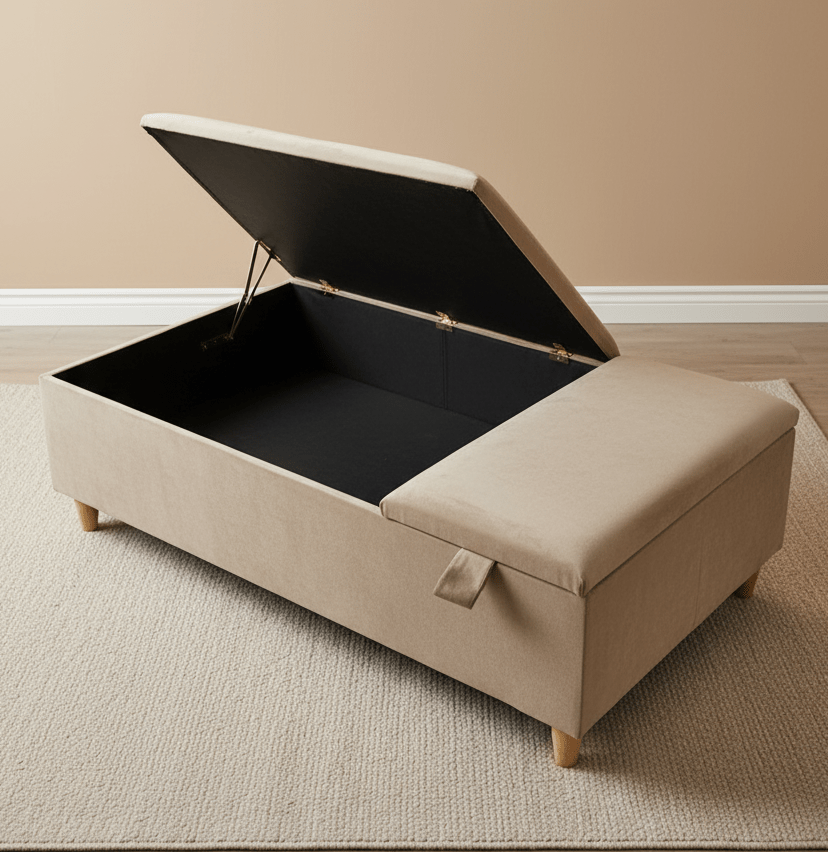 Handmade UK velvet ottoman coffee table for living room - ISTOOLS