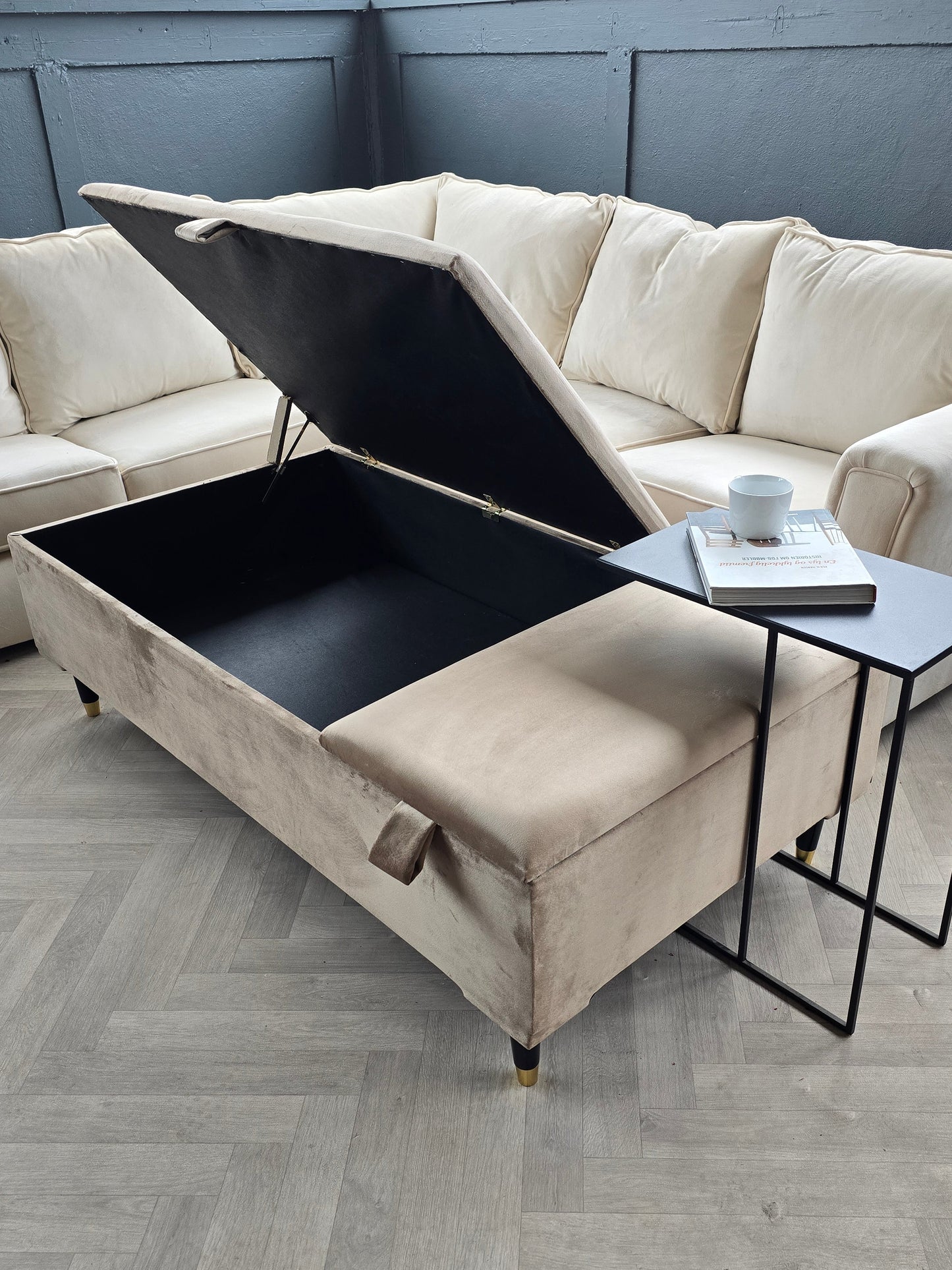 Large double lid storage coffee table double opening seat - ISTOOLS