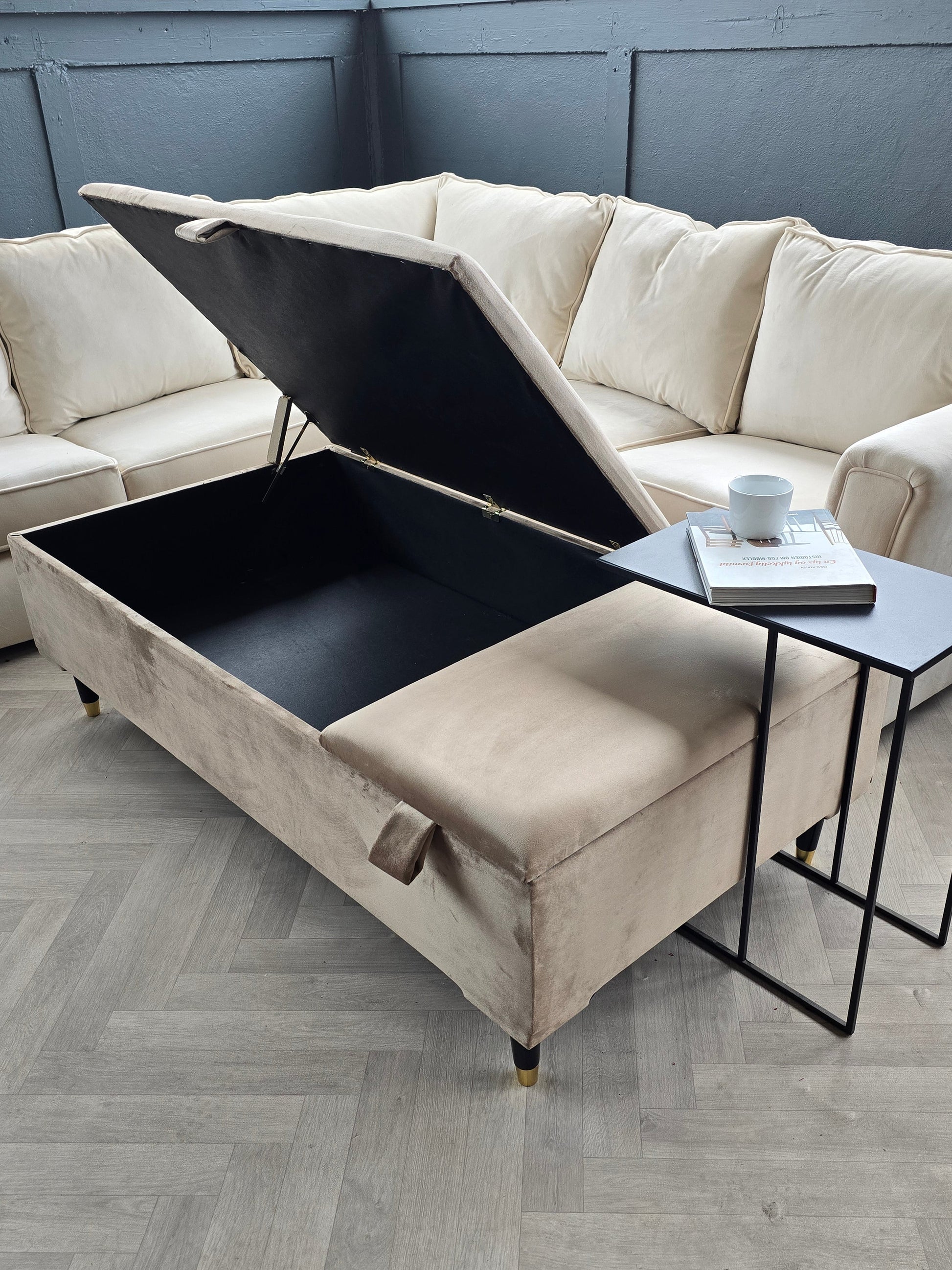 Large double lid storage coffee table double opening seat - ISTOOLS