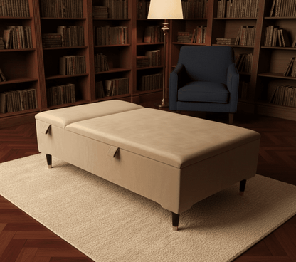 Champagne velvet Chesterfield ottoman coffee table with storage - ISTOOLS