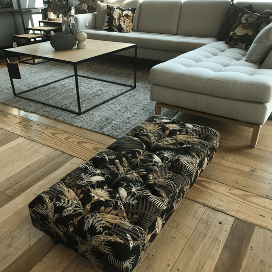 Large Flat Top Tufted Footstool UK Craftsmanship non - storage bec - ISTOOLS