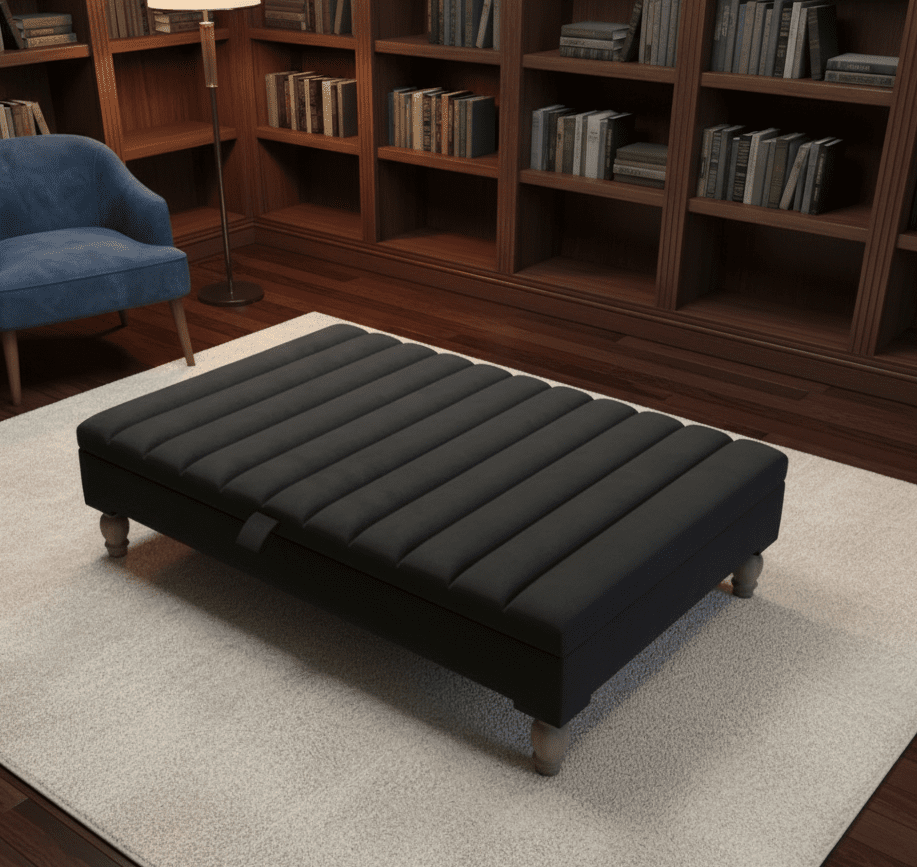 Large black square coffee table with storage ottoman – ISTOOLS UK