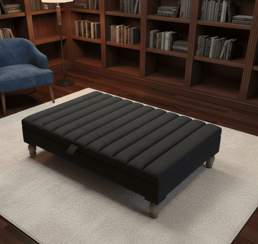 Large black square coffee table with storage ottoman – ISTOOLS UK