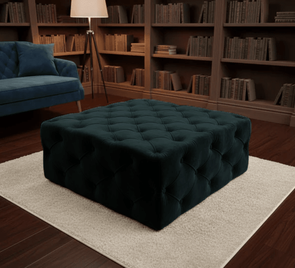 Large Luxury Black Velvet Chesterfield Ottoman Coffee Table – Storage & Seating - ISTOOLS