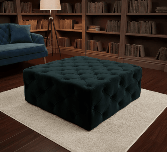 Large Luxury Black Velvet Chesterfield Ottoman Coffee Table – Storage & Seating - ISTOOLS