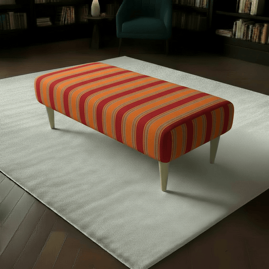 Large Rectangular Coffee Table Seat – Multi - Toned Fabric Bench for Living Room - ISTOOLS