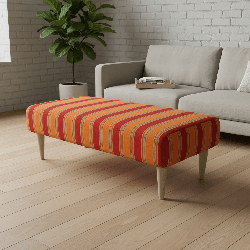 Large Rectangular Coffee Table Seat – Multi - Toned Fabric Bench for Living Room - ISTOOLS