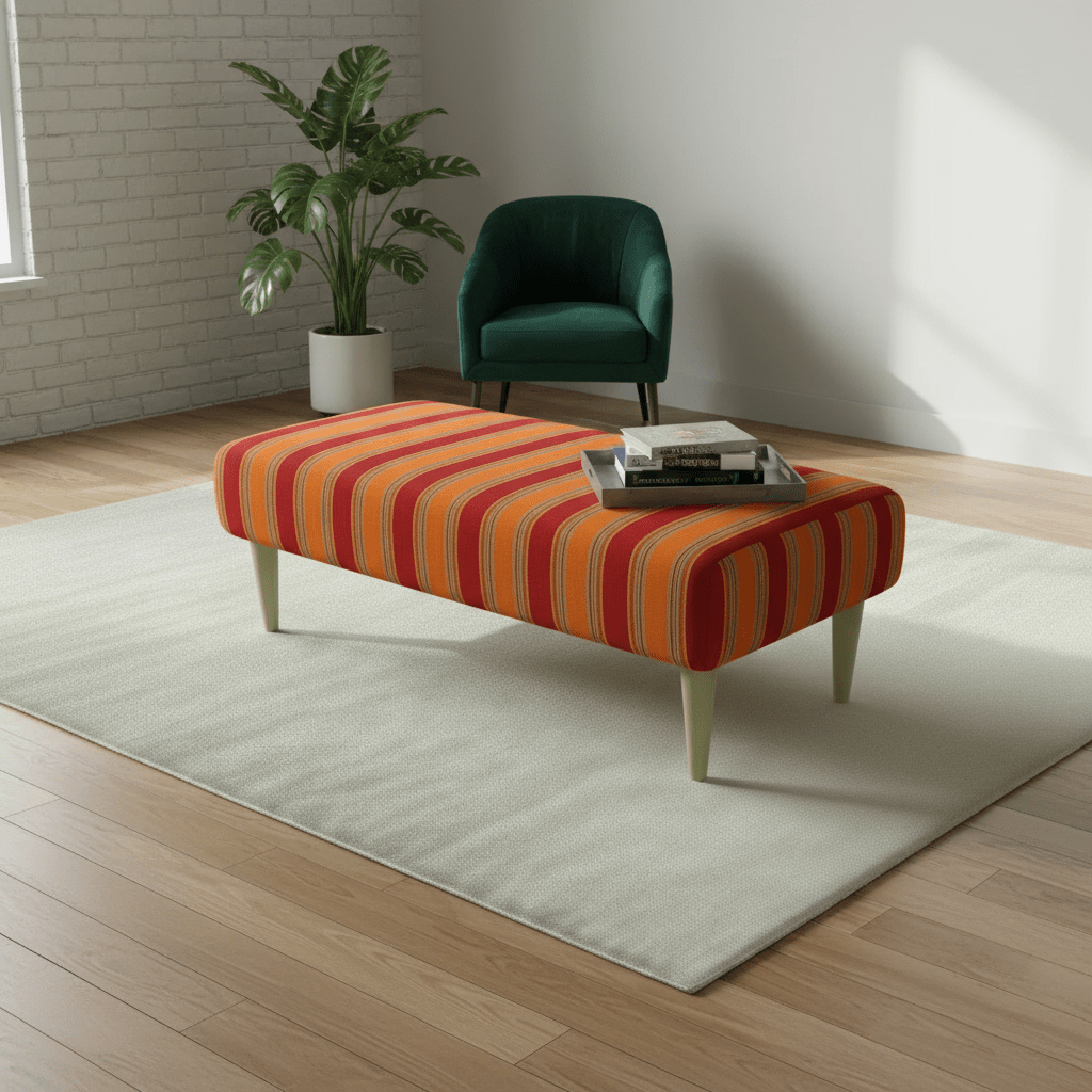 Large Rectangular Coffee Table Seat – Multi - Toned Fabric Bench for Living Room - ISTOOLS