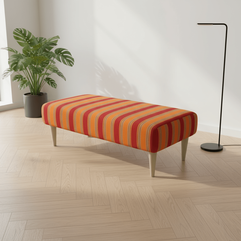 Large Rectangular Coffee Table Seat – Multi - Toned Fabric Bench for Living Room - ISTOOLS