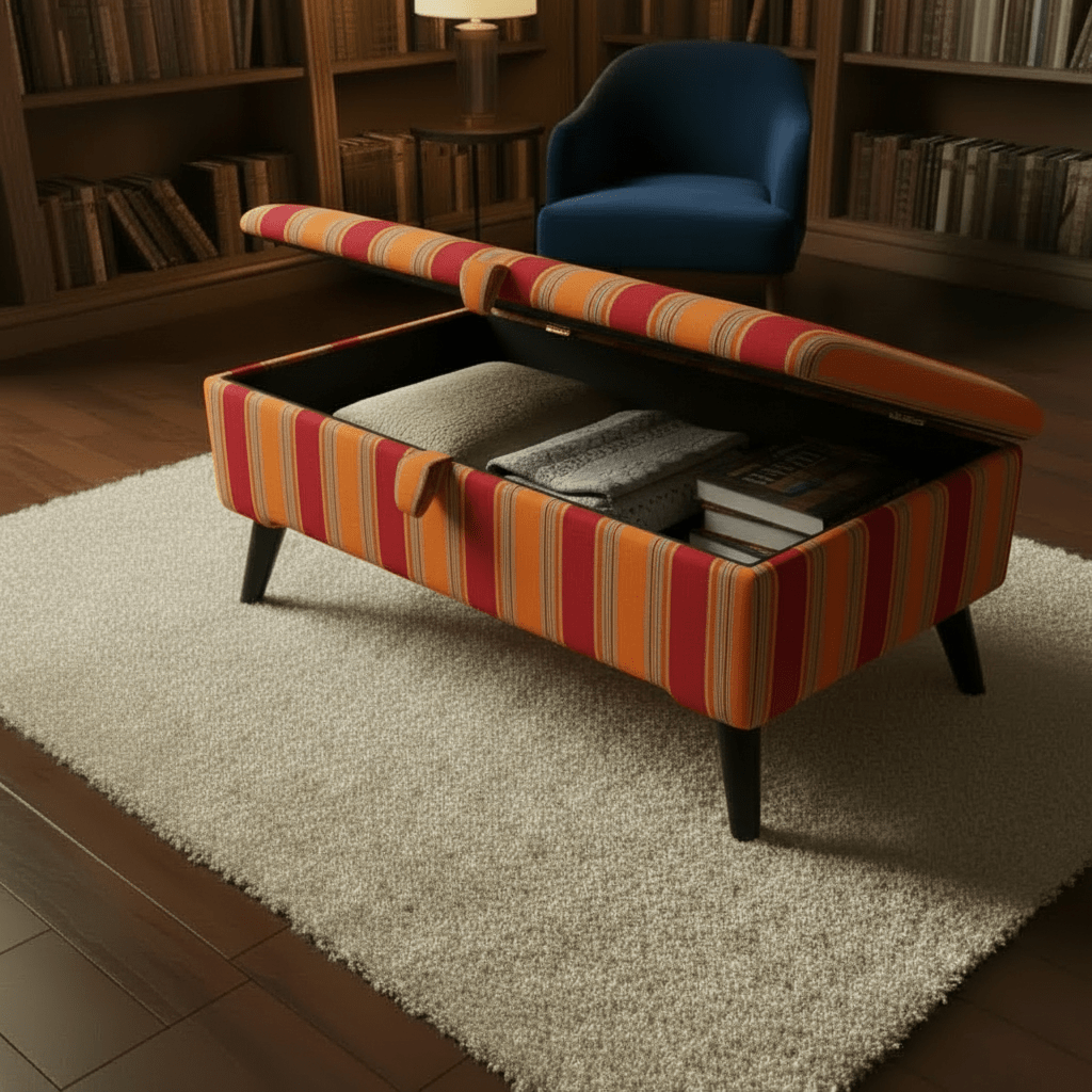 Large Storage Ottoman & Footrest – Modern Home Decor, Designer Abstract Bench for Living Room - ISTOOLS