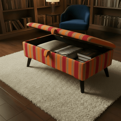 Large Storage Ottoman & Footrest – Modern Home Decor, Designer Abstract Bench for Living Room - ISTOOLS