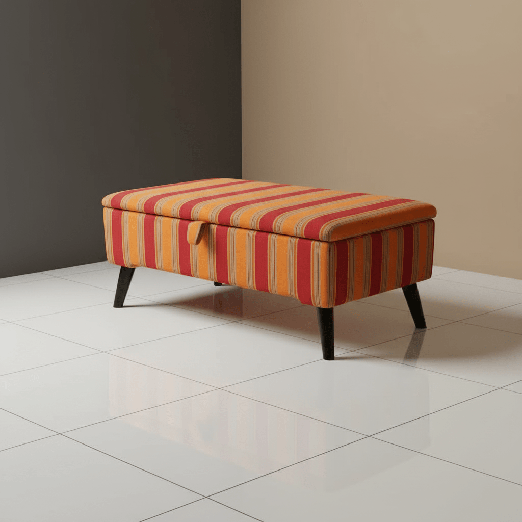 Large Storage Ottoman & Footrest – Modern Home Decor, Designer Abstract Bench for Living Room - ISTOOLS