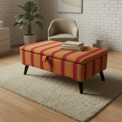 Large Storage Ottoman & Footrest – Modern Home Decor, Designer Abstract Bench for Living Room - ISTOOLS