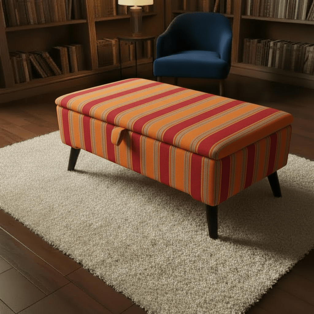Large Storage Ottoman & Footrest – Modern Home Decor, Designer Abstract Bench for Living Room - ISTOOLS