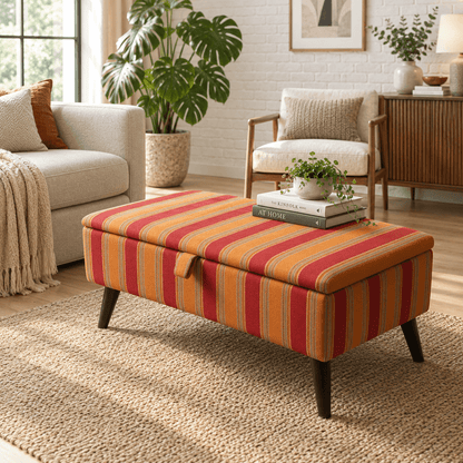 Large Storage Ottoman & Footrest – Modern Home Decor, Designer Abstract Bench for Living Room - ISTOOLS