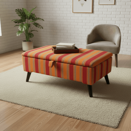 Large Storage Ottoman & Footrest – Modern Home Decor, Designer Abstract Bench for Living Room - ISTOOLS