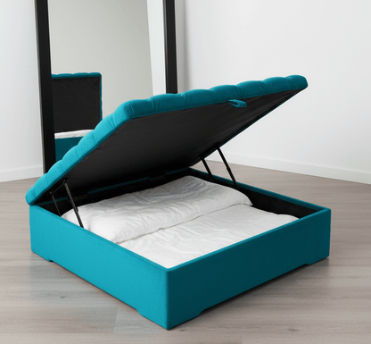 Large teal chesterfield storage coffee table - ISTOOLS