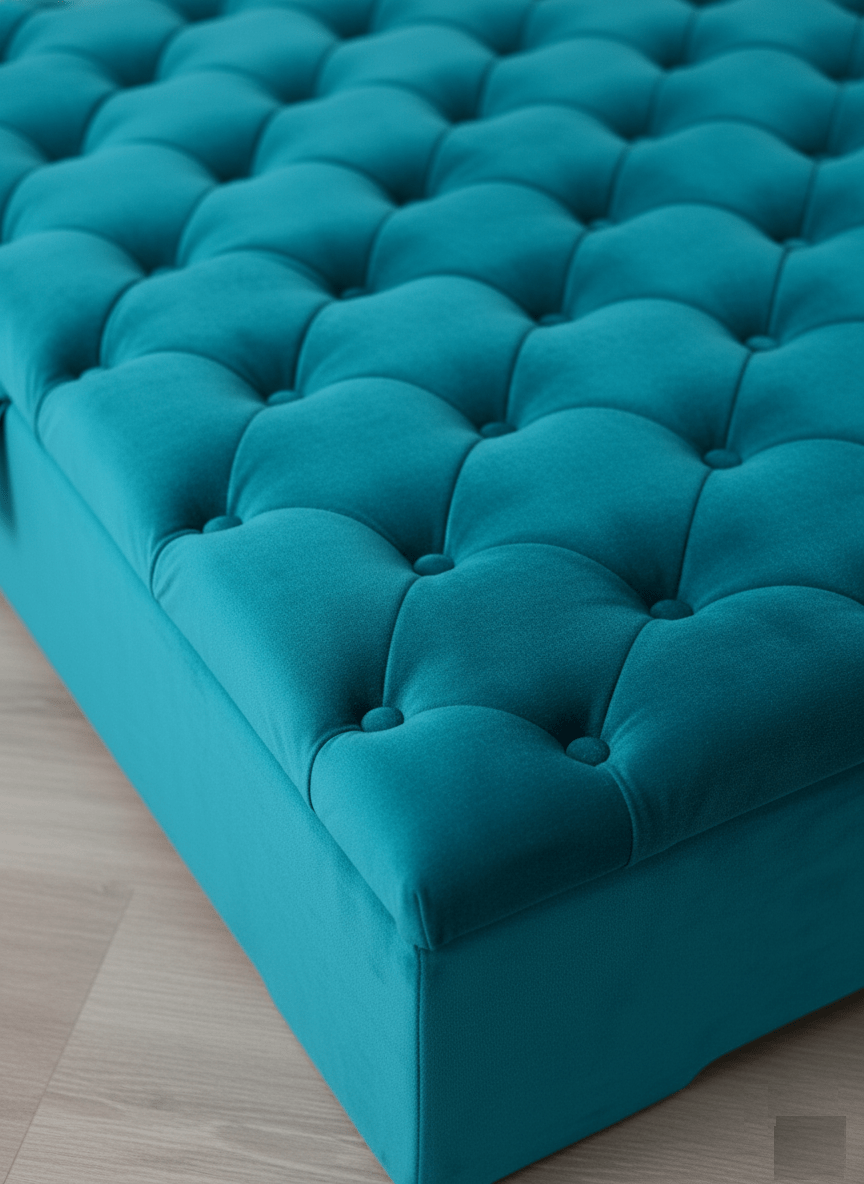 Large teal chesterfield storage coffee table - ISTOOLS
