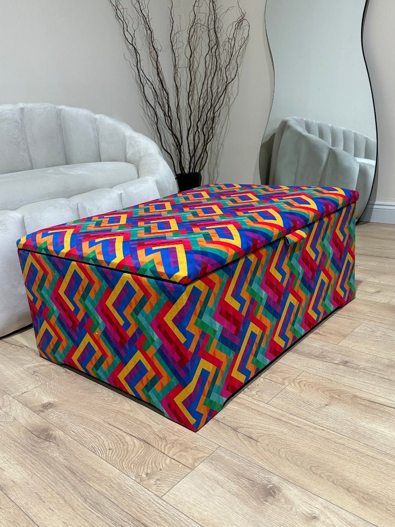 Large trem multicolour coffee table seat footstool window bay seat - ISTOOLS