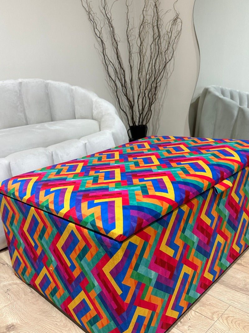 Large trem multicolour coffee table seat footstool window bay seat - ISTOOLS