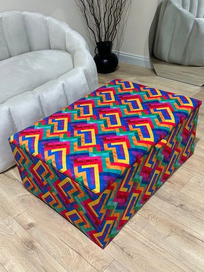 Large trem multicolour coffee table seat footstool window bay seat - ISTOOLS