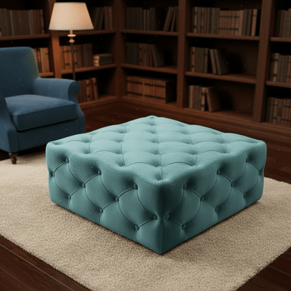 Large Velvet Square Ottoman Coffee Table with Storage – Multiple Colour Options - ISTOOLS