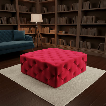 Large Velvet Square Ottoman Coffee Table with Storage – Multiple Colour Options - ISTOOLS